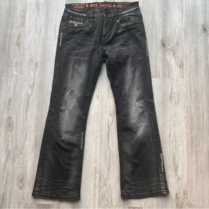 Rock Revival Mens Santiago Stretch Boot Cut Flare Black Denim Jeans Men  Size 32